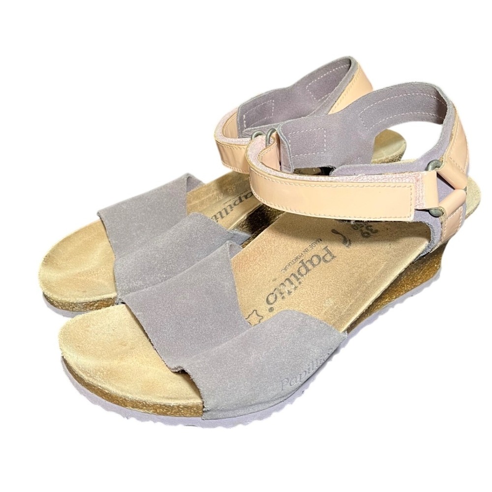 Papillio Birkenstock Eve Wedge Sandals Womens 39 US 8 Suede Ankle Strap Cork